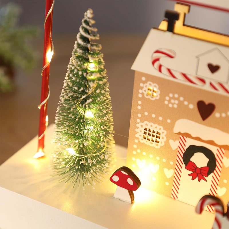 Ridota Christmas Tabletop Decoration, Wooden Lighted Decorations, Battery Operated Christmas Indoor Table Decorations (Candy Cane Lane & Giftbox) - Image 4